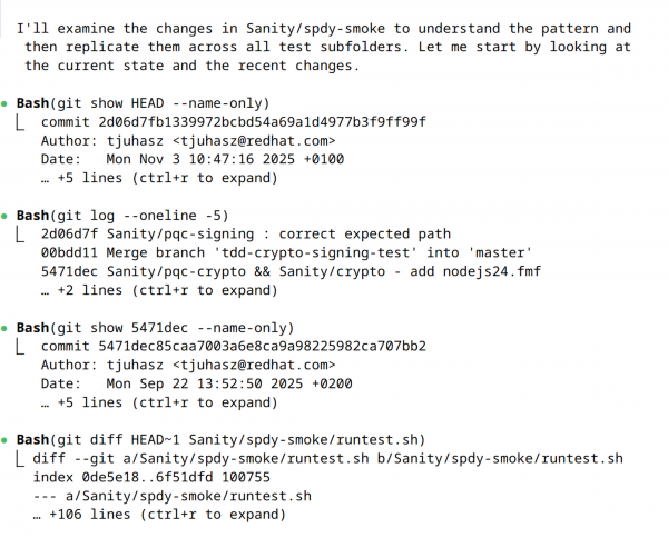Claude scanning files.