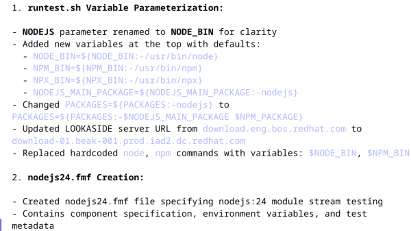Claude listing changes as it understands them.