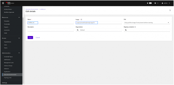 Figure 1: The Execution Environment page.