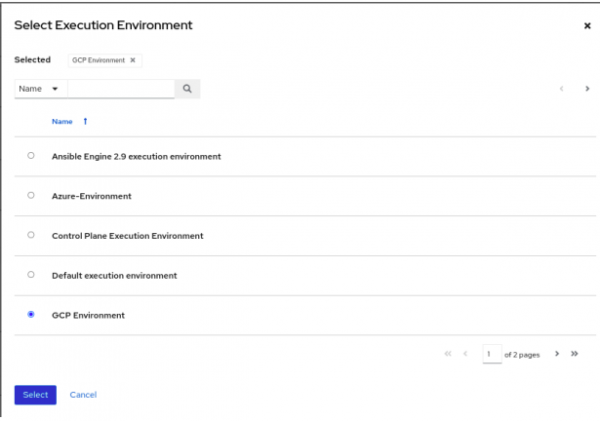 Selecting pre-configured execution environment.