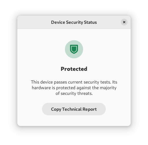 GNOME Control Center Device Security panel