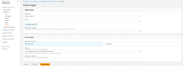 A screenshot of the trigger details page in AWS.