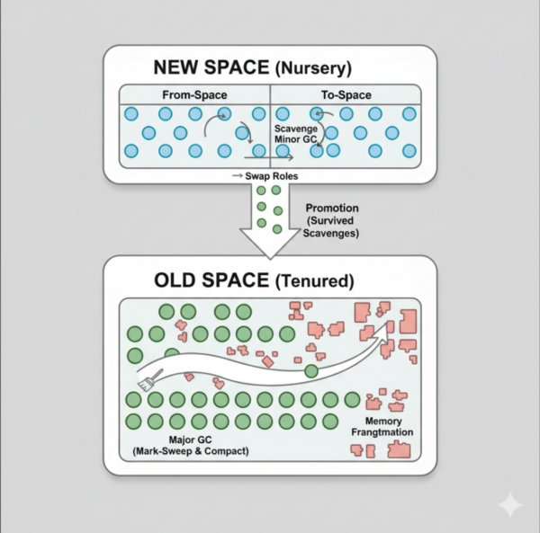 Diagram New Space -> Old Space Node.js