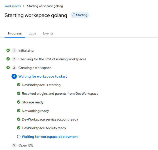 Starting the workspace