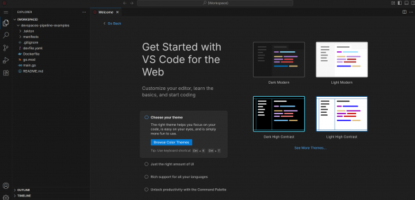 Application project opened in Visual studio code
