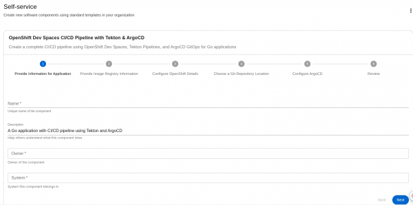 Template form filled in with sample values