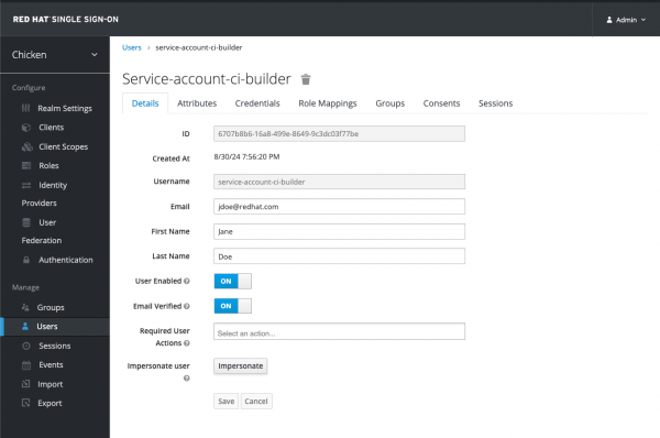 Service account ci-builder