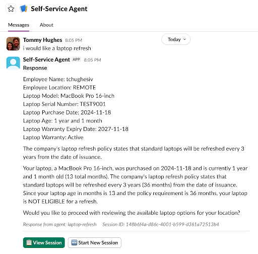 Slack agent interaction