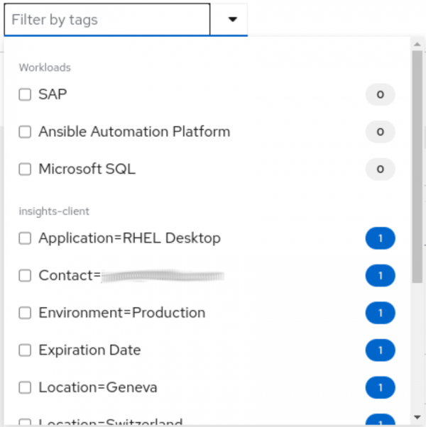 Example of all values presented for global filtering.