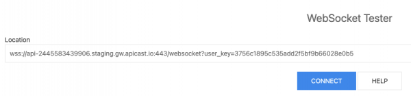 Testing a 3scale WebSocket connection by entering a URL.