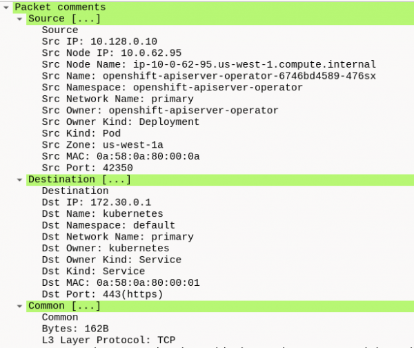 Figure 6: Wireshark - Packet capture file with comments
