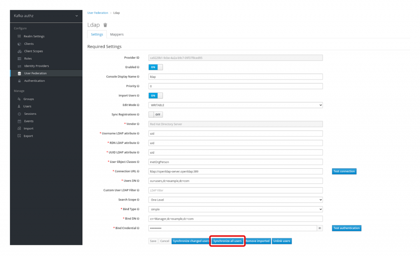 Choose the "Synchronize all users" option near the bottom of the Ldap screen.