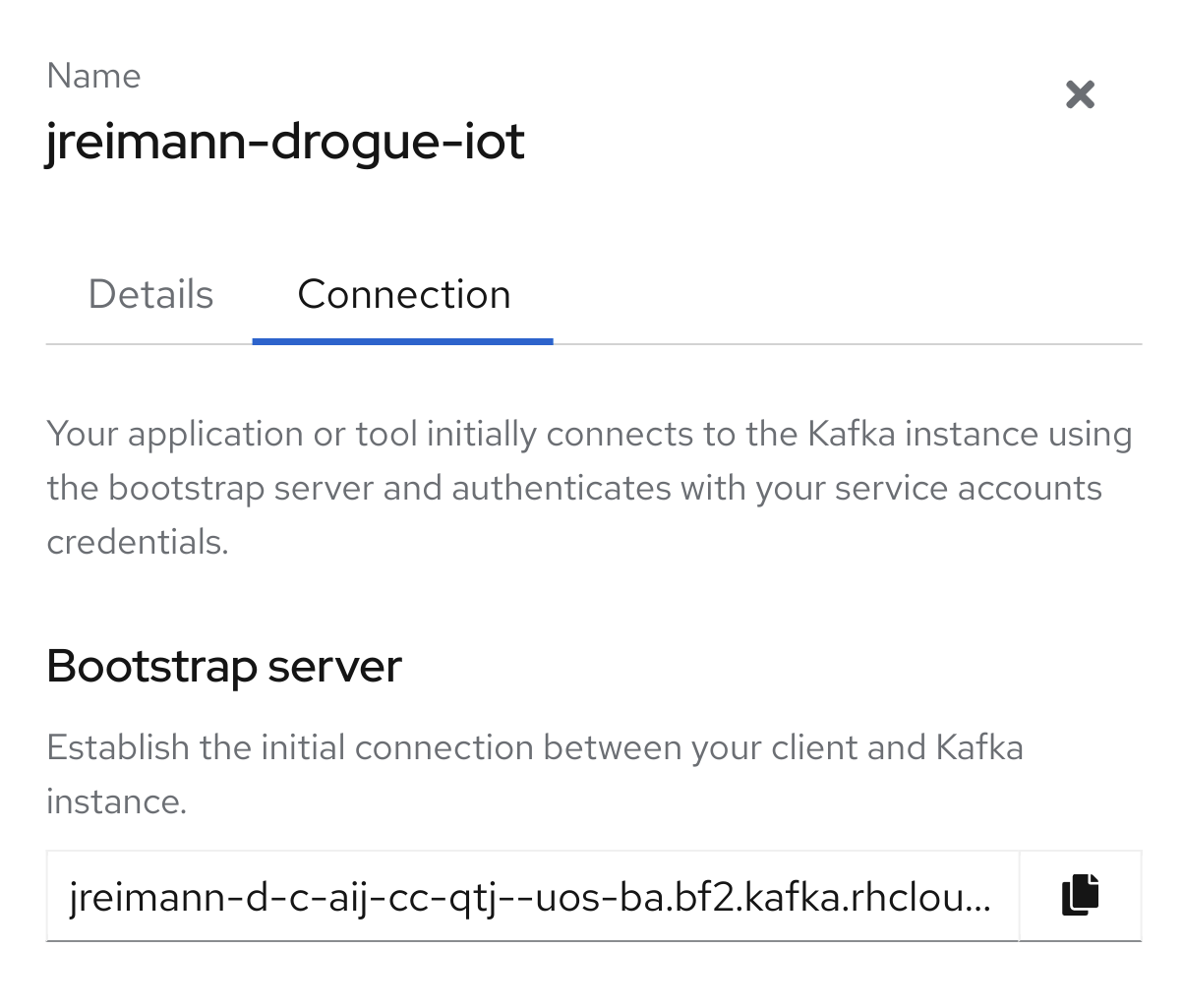 Connection information for the bootstrap server is shown in the console.