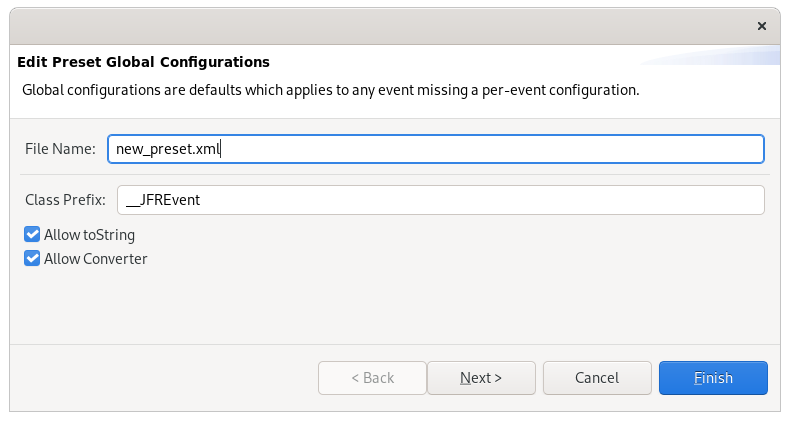 The Edit Preset Global Configurations page controls the use of advanced features for all events.