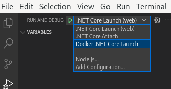 The Run and Debug tab in VS Code lets you run your application.