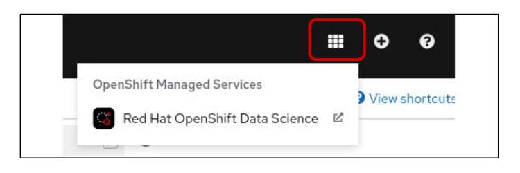 The OpenShift Managed Services icon offers one choice: Red Hat OpenShift Data Science.