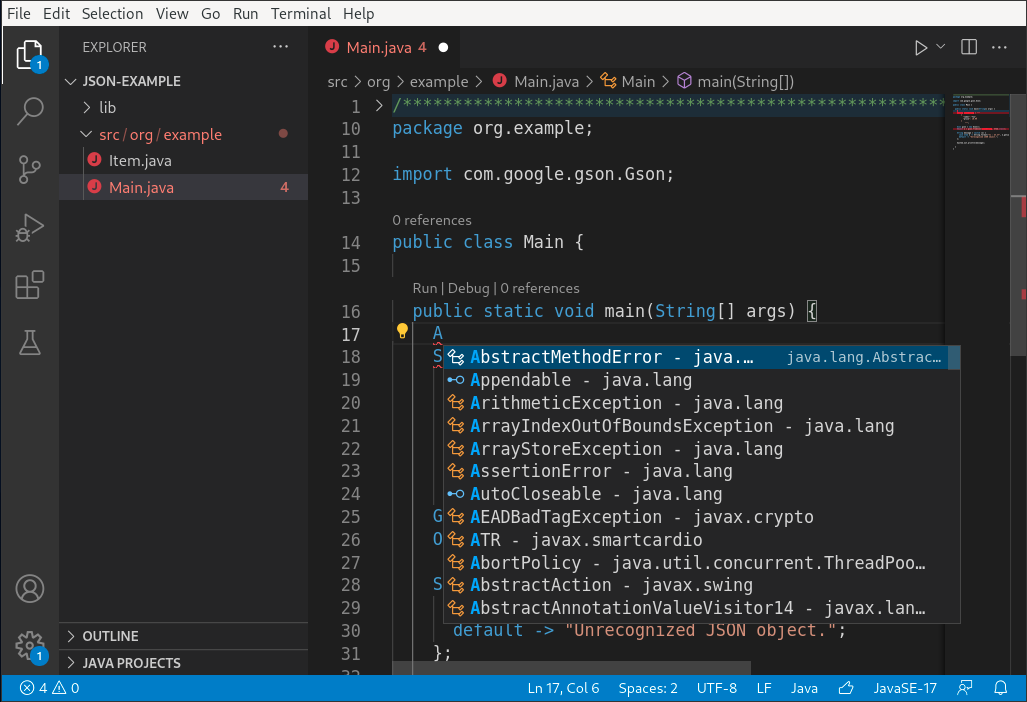 A screenshot of the project loaded in VS Code.