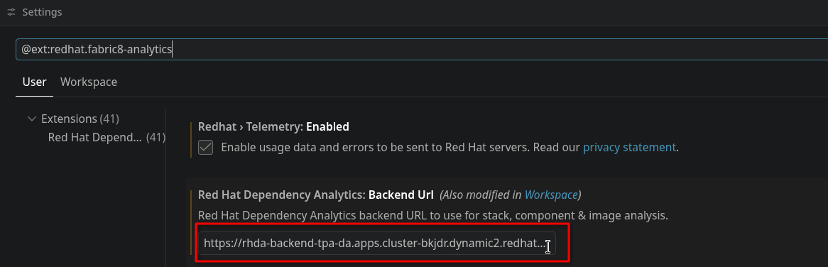 VSCode plugin configuration settings