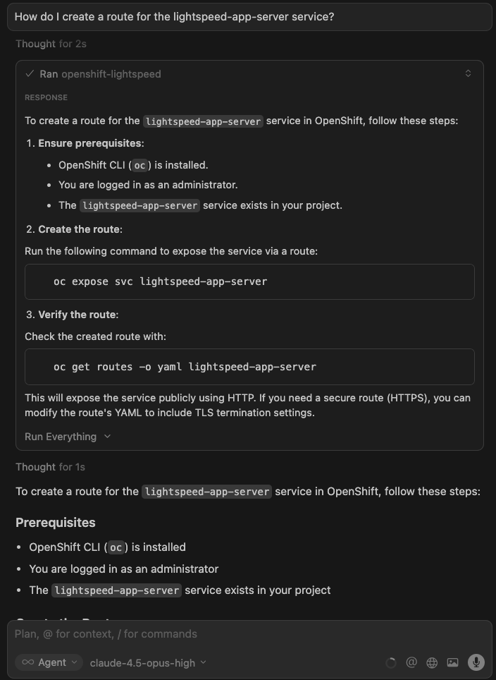 A screenshot of the response to the question.