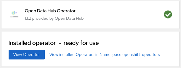 When you finish installation, a page comes up saying "Installed operator — ready for use."