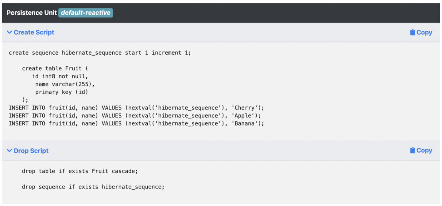 You can display the SQL statements that implement persistence.