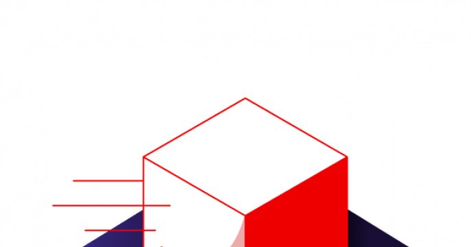 Two alternative sized red boxes on a purple square