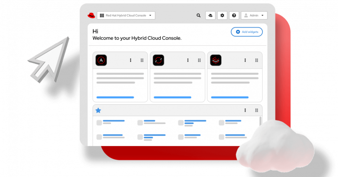 Standard hybrid cloud console viewport with cursor and cloud