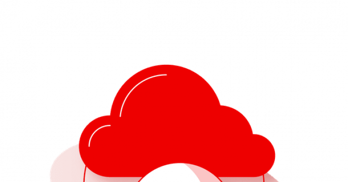 Red cloud with lock icon
