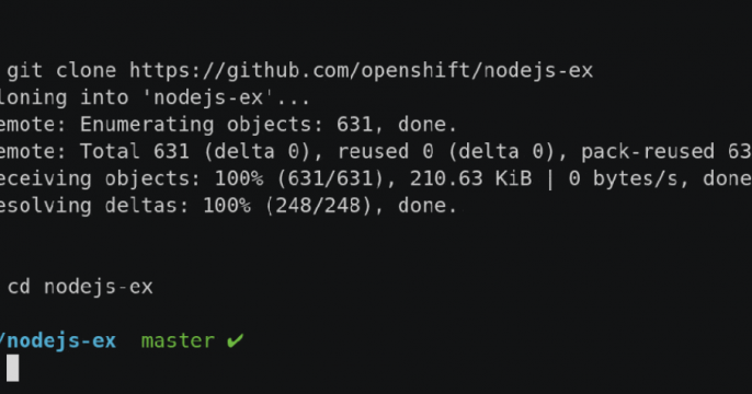 Red Hat OpenShift with odo screen