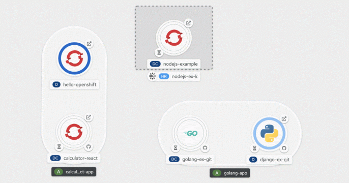 Animation showing the different contextual menus