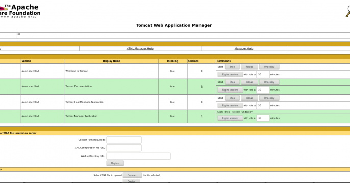 Open the Tomcat manager