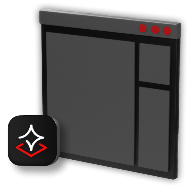 Red Hat AI technology icon overlaid atop an application window