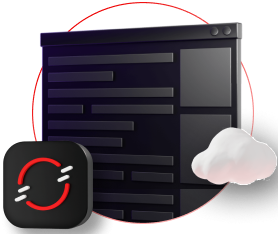Red Hat OpenShift technology logo overlaid on top of an app window with a cloud