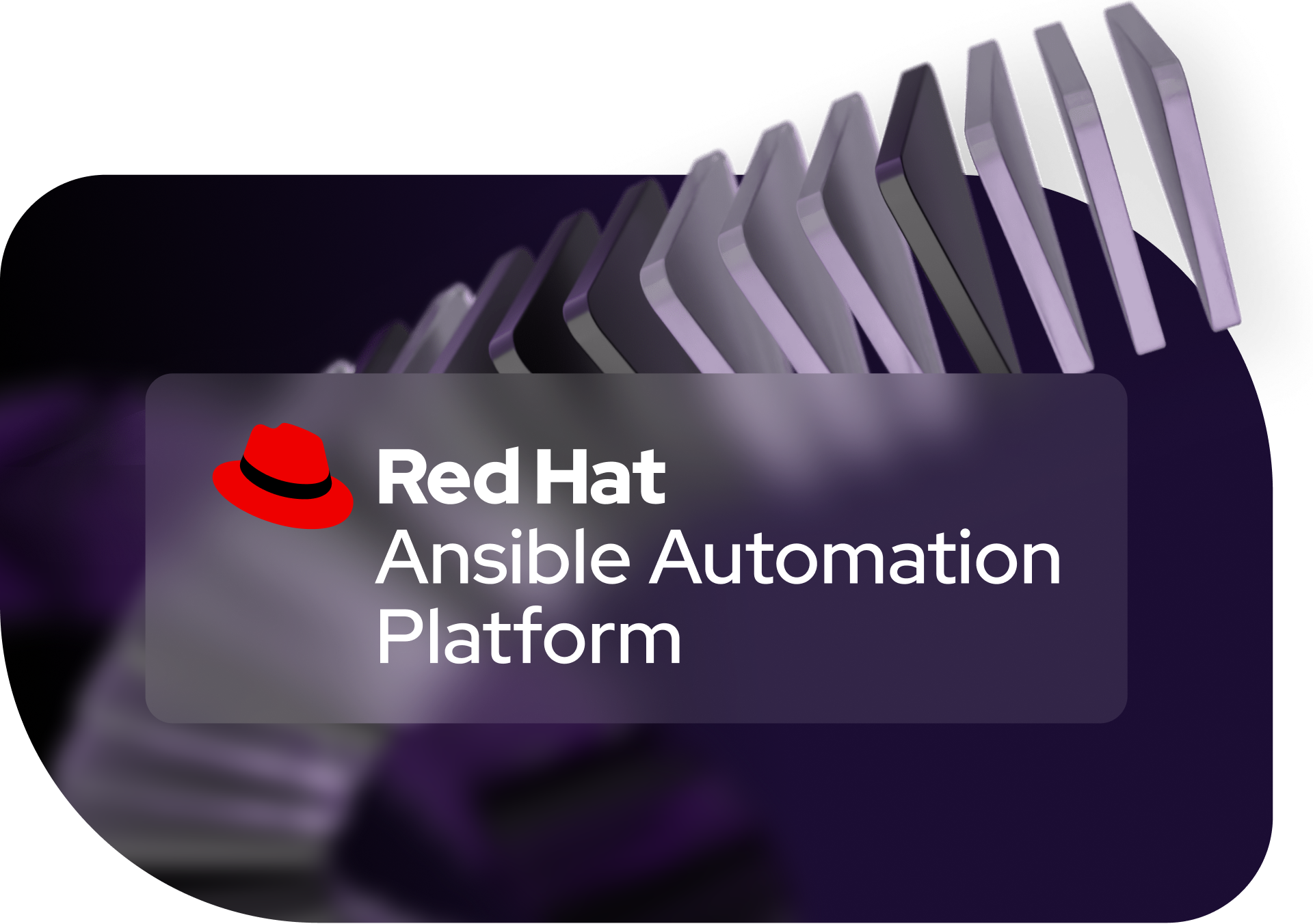 Red Hat Ansible Automation Platform triangle stack with Ansible logo overlaid on top
