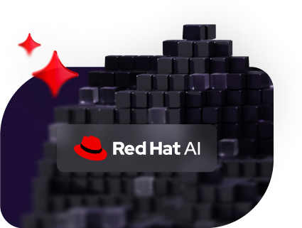 Red Hat AI logo overlaid on top of cube tower