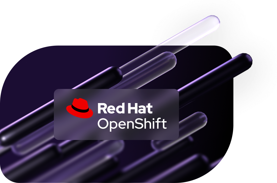 Red Hat OpenShift logo overlaid on top of brand texture