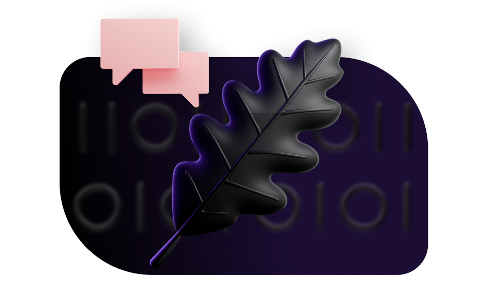 A feather with a chat icon