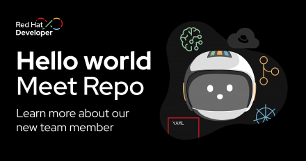 Featured image with the Repo character and "Hello world" text.