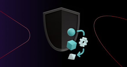 A shield and automation 3-d object atop one another