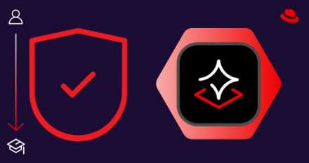 Shield and AI icons on dark background with red accents