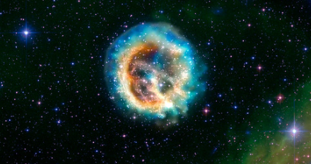 composite image of X-rays from Chandra and optical data from Hubble shows new details of the aftermath of a massive star that exploded and was visible from Earth over 1,000 years ago