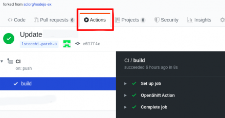 Workflow status in the Actions tab