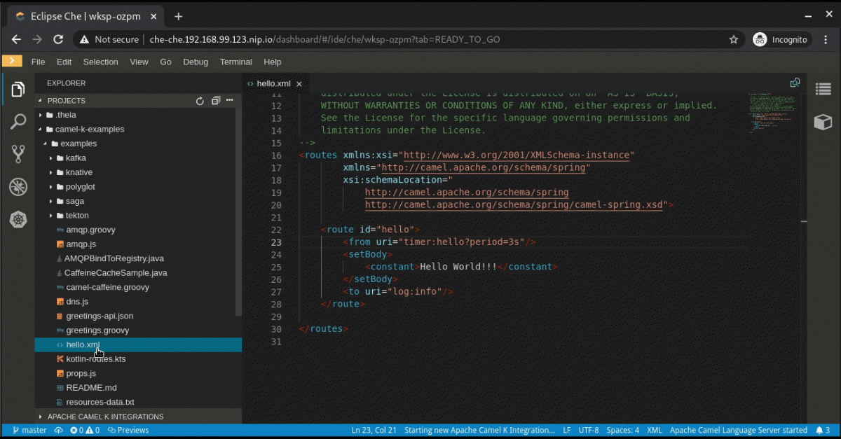 Apache Camel K Development Inside Eclipse Che: Iteration 1 | Red Hat ...