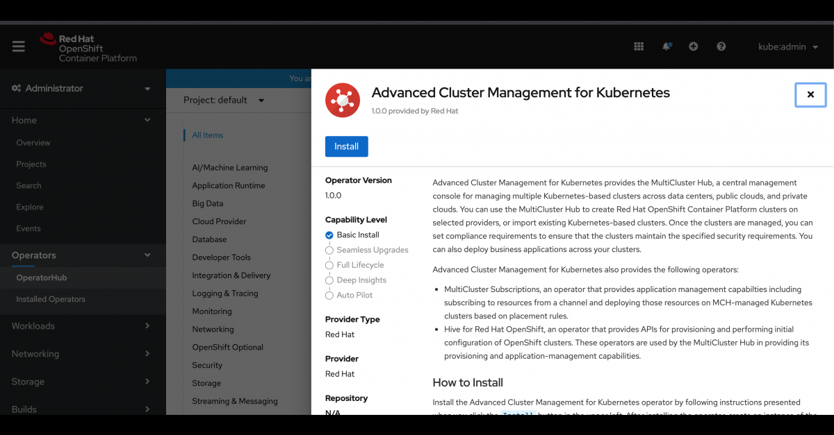 Installing Red Hat Advanced Cluster Management (ACM) for Kubernetes | Red Hat Developer