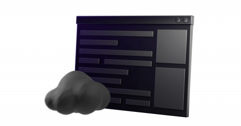 Code window with cloud overlaid on top of it