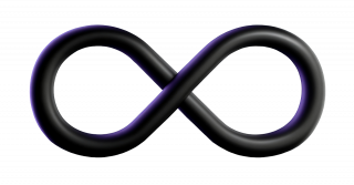 3-d, matte black infinity symbol