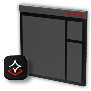 Red Hat AI technology icon overlaid atop an application window