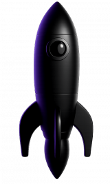 black rocket ship pointing upward