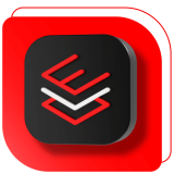 Red and white RHEL icon on a black rounded square background on a red square background with a light red outline overlay