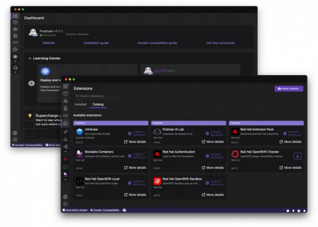 Screen shots of the user interface